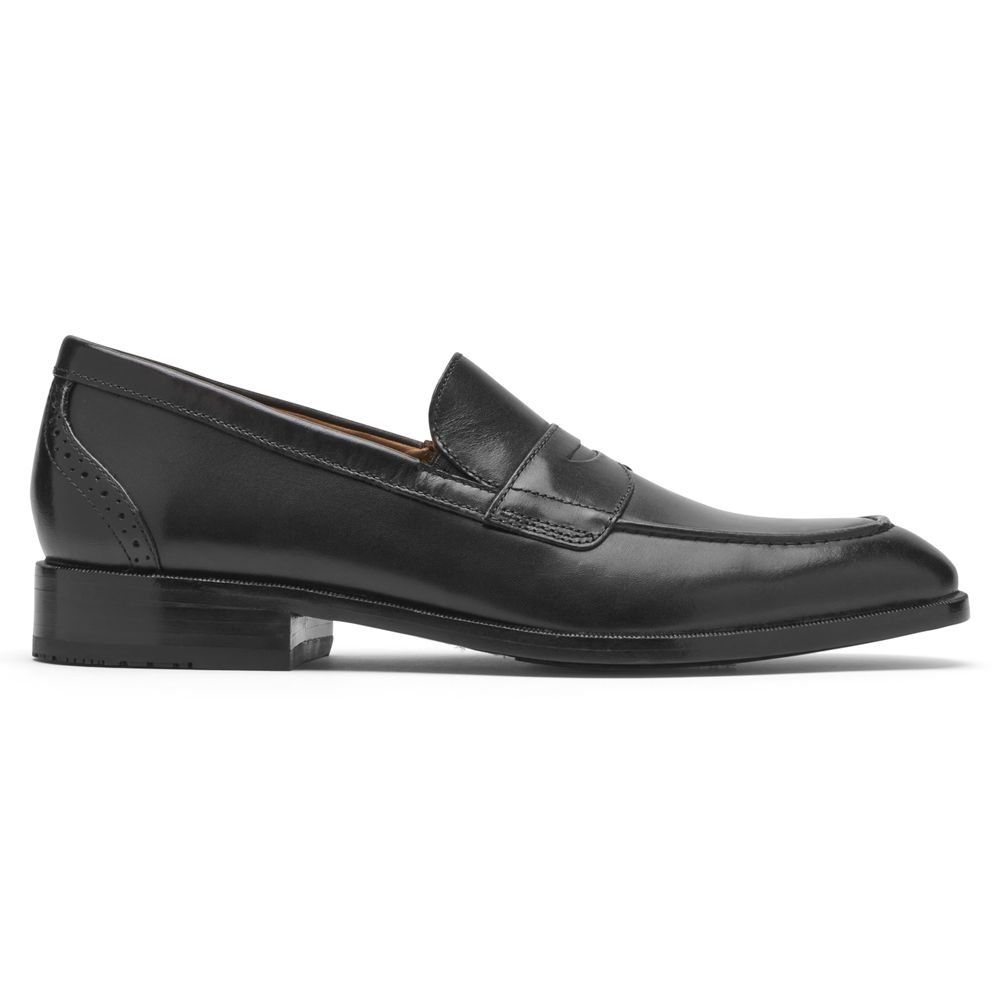 Rockport Men's Total Motion Office Penny Loafers - Black - USA (5427HWADR)